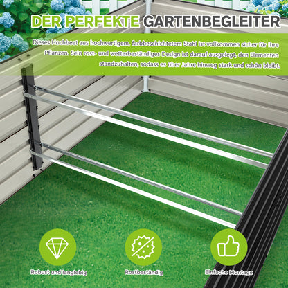 190x90x64cm Hochbeet aus Metall, Großes Pflanzbeet mit offenem Boden für optimalen Wasserablauf, Schwerlast-Blumenbeet Bausatz, wetter- & rostbeständig für Gemüse Blumen Terrasse Garten – Schwarz