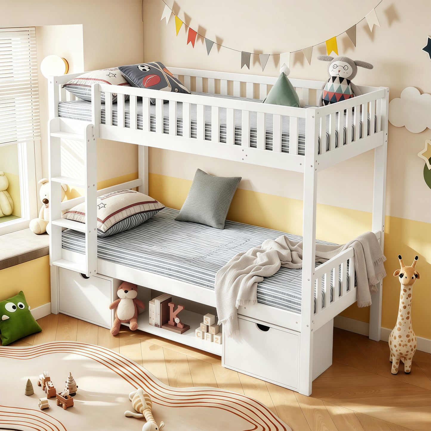 Large Solid Pine Wood Children's Double Bed