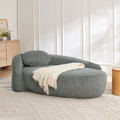 Minimalistisches Teddyfleece-Sofa mit abgerundetem Design, weich gepolsterte Couch mit Kissen, vielseitig einsetzbar für Wohnzimmer, Schlafzimmer und Studio,Gray