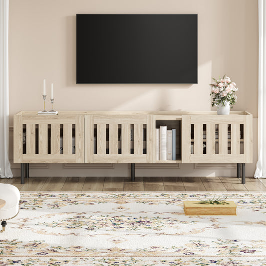 160*40*47cm Lowboards,Minimalistischer TV-Schrank,TV-Ständer aus Naturholz,Schrank mit durchbrochenem Design,TV-Board Geeignet für 65-Zoll-Fernseher,MDF