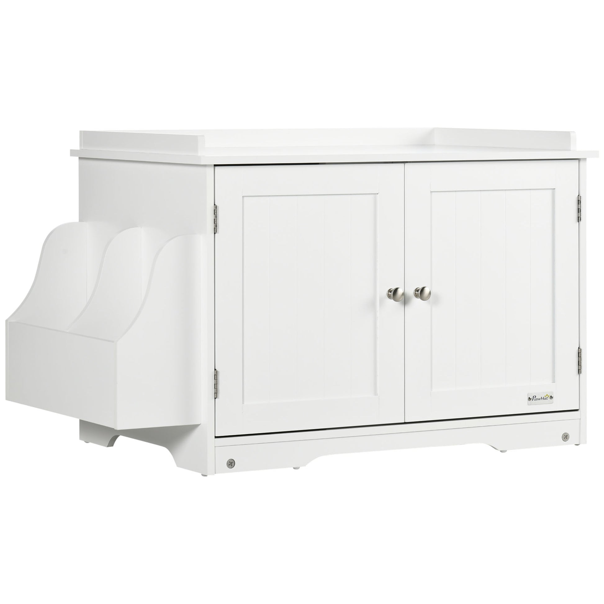 Gigab2b original image - Katzenschrank Katzentoilette mit verstellbarer Trennwand und Magnettüren, Weiß 86x48x52cm für stilvolle Katzenhaltung