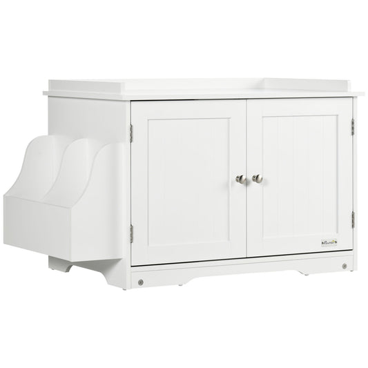 Gigab2b original image - Katzenschrank Katzentoilette mit verstellbarer Trennwand und Magnettüren, Weiß 86x48x52cm für stilvolle Katzenhaltung