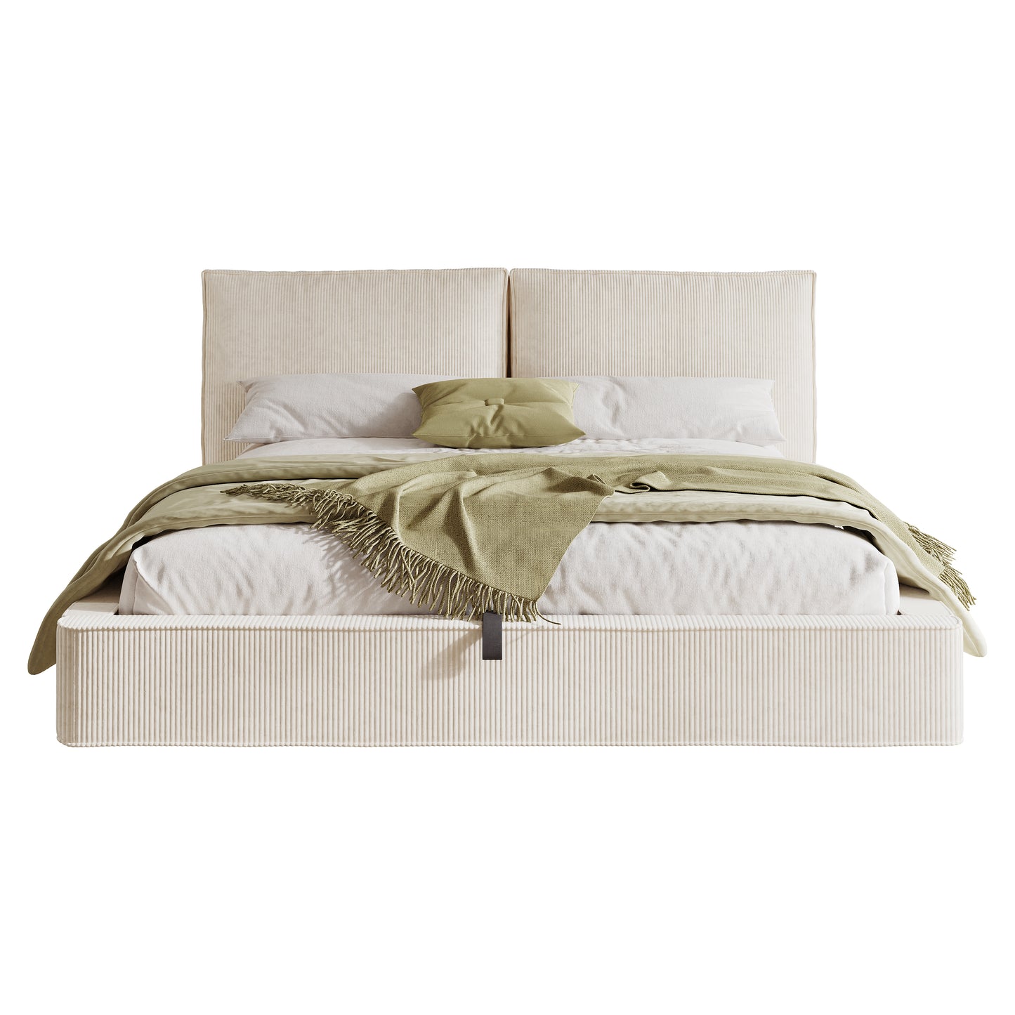 Polsterbett,Doppelbett,180 x 200cm,hydraulisches Funktionsbett,Bett mit Lattenrost, Kopfteil, gepolstertes Kopfteil, Beige, Cord