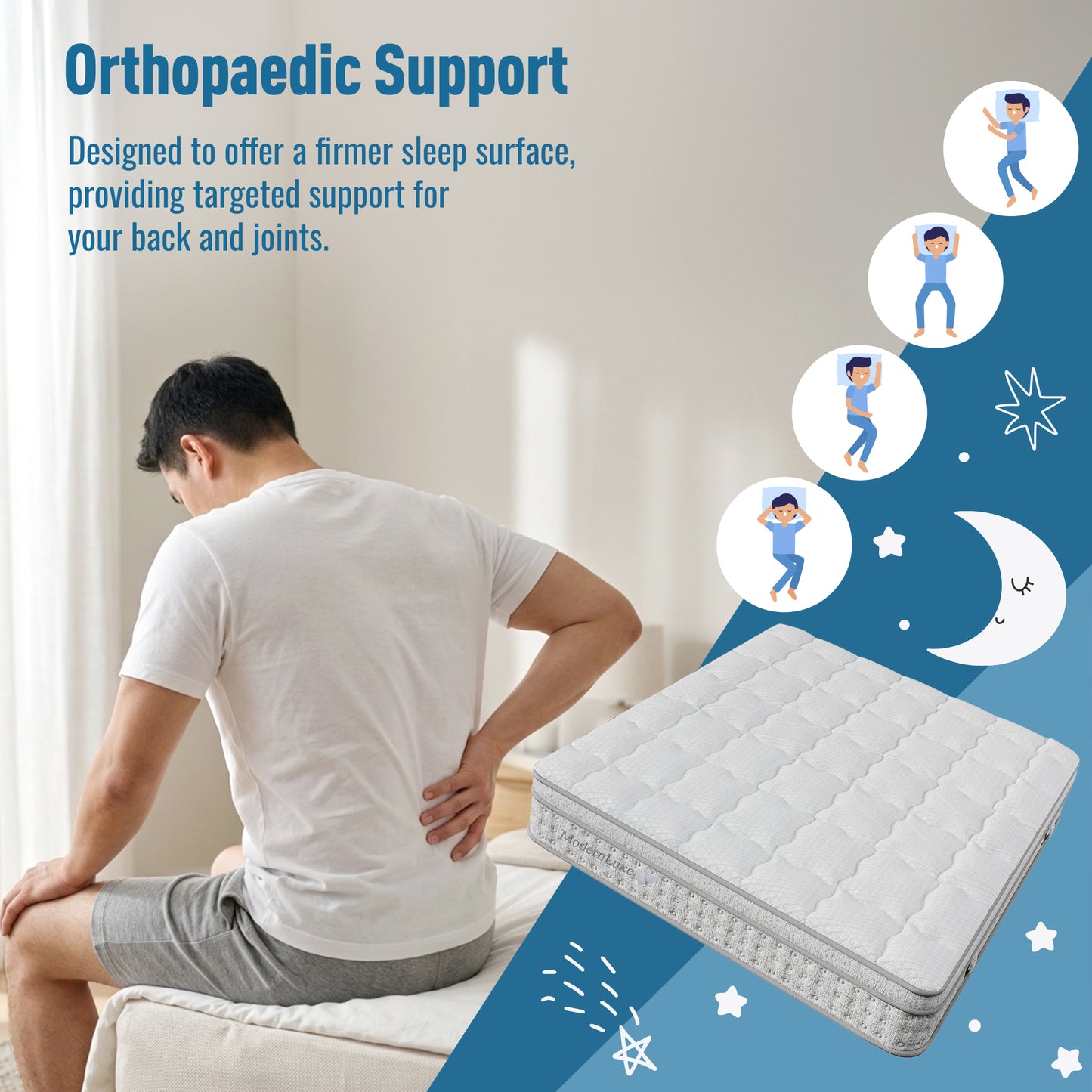7-Zonen Taschenfederkernmatratze 140x200 cm H3, 25cm Hohe Kaltschaum Hybrid-Matratze, Ergonomische Körperanpassung & Atmungsaktiv, OEKO-TEX Zertifiziert, Komfort-Doppelbett Matratze