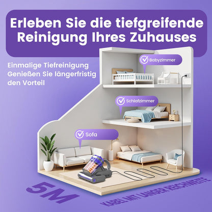 M1 Purple Dzaki Milbensauger, Milbenstaubsauger mit UV-Licht & Heißluft fur Matratzen