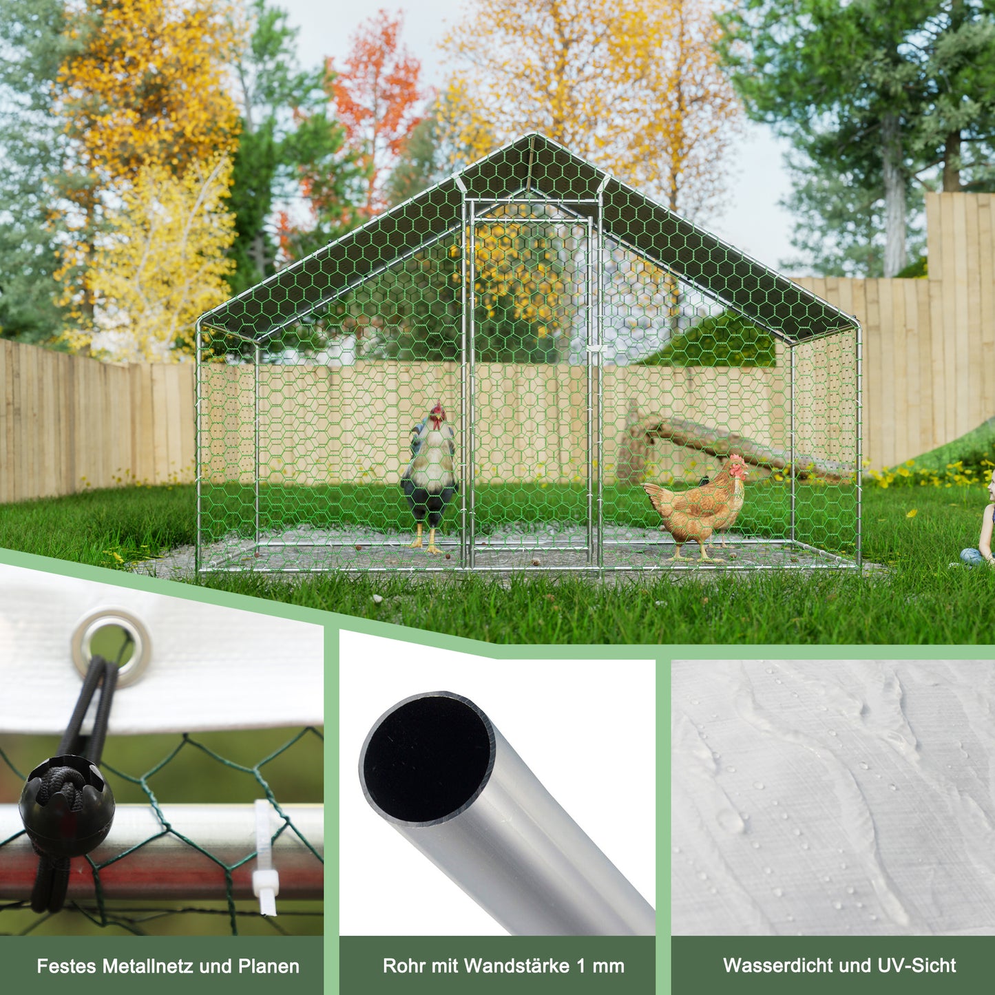 Waterproof Chicken Coop and Run with Safety Lock