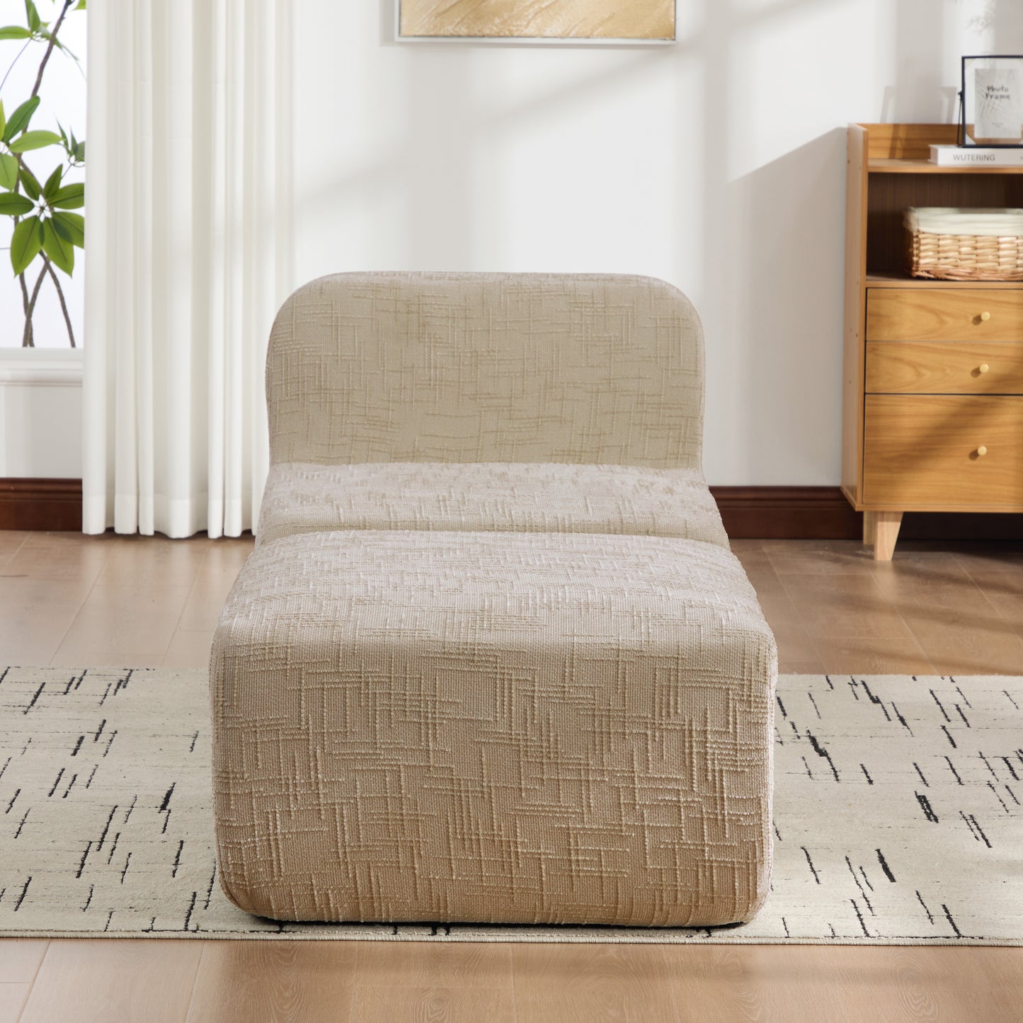 Modulares Kompressionssofa aus Chenille-Stoff, gefüllt mit 30D hochelastischem Schaumstoff. Leicht zu bewegen und mit rutschfestem Boden, ideal für Wohnzimmer und andere Räume-Light Khaki