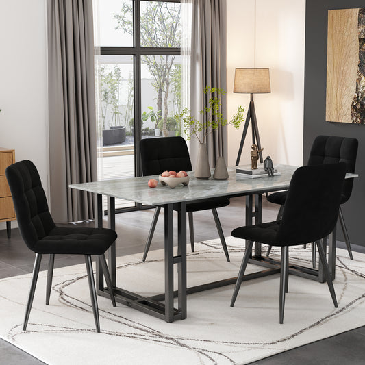 Gigab2b original image - Esszimmerstuhl (4 St), Schwarz,4er-Set Polsterstuhl Design Stuhl mit Rückenlehne,Sitzfläche aus Samt Gestell aus Metall