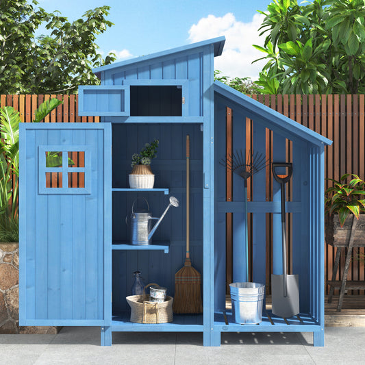 Gigab2b original image - Gerätehaus Gartenschrank Geräteschuppen Geräteschrank, BxT: 124x46 cm,BxTxH:124x46x174cm, auch für kleine Gärten geeignet, Blau, (Holzhütte, 1 St., Gartenhaus)