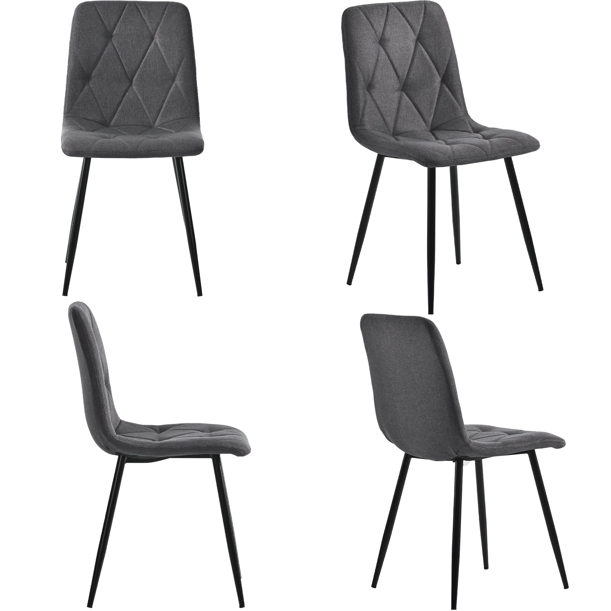 Gigab2b original image - Esszimmerstühle (4-st), Dunkelgrau, 4-Sätze gepolsterter Stuhl Design Stühle, Twill Leinen Esszimmerstühle, Küchenstühle mit Rückenlehne, Leinen Metallrahmen Sitze, Metallbeine