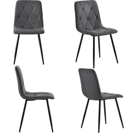 Gigab2b original image - Esszimmerstühle (4-st), Dunkelgrau, 4-Sätze gepolsterter Stuhl Design Stühle, Twill Leinen Esszimmerstühle, Küchenstühle mit Rückenlehne, Leinen Metallrahmen Sitze, Metallbeine