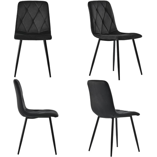 Gigab2b original image - Esszimmerstuhl (4 St), Schwarz,4er-Set Polsterstuhl Design Stuhl ,Twill Samt Esszimmerstuhl, Küchenstuhl mit Rückenlehne,Sitzfläche aus Samt Gestell aus Metal, Metallbeine