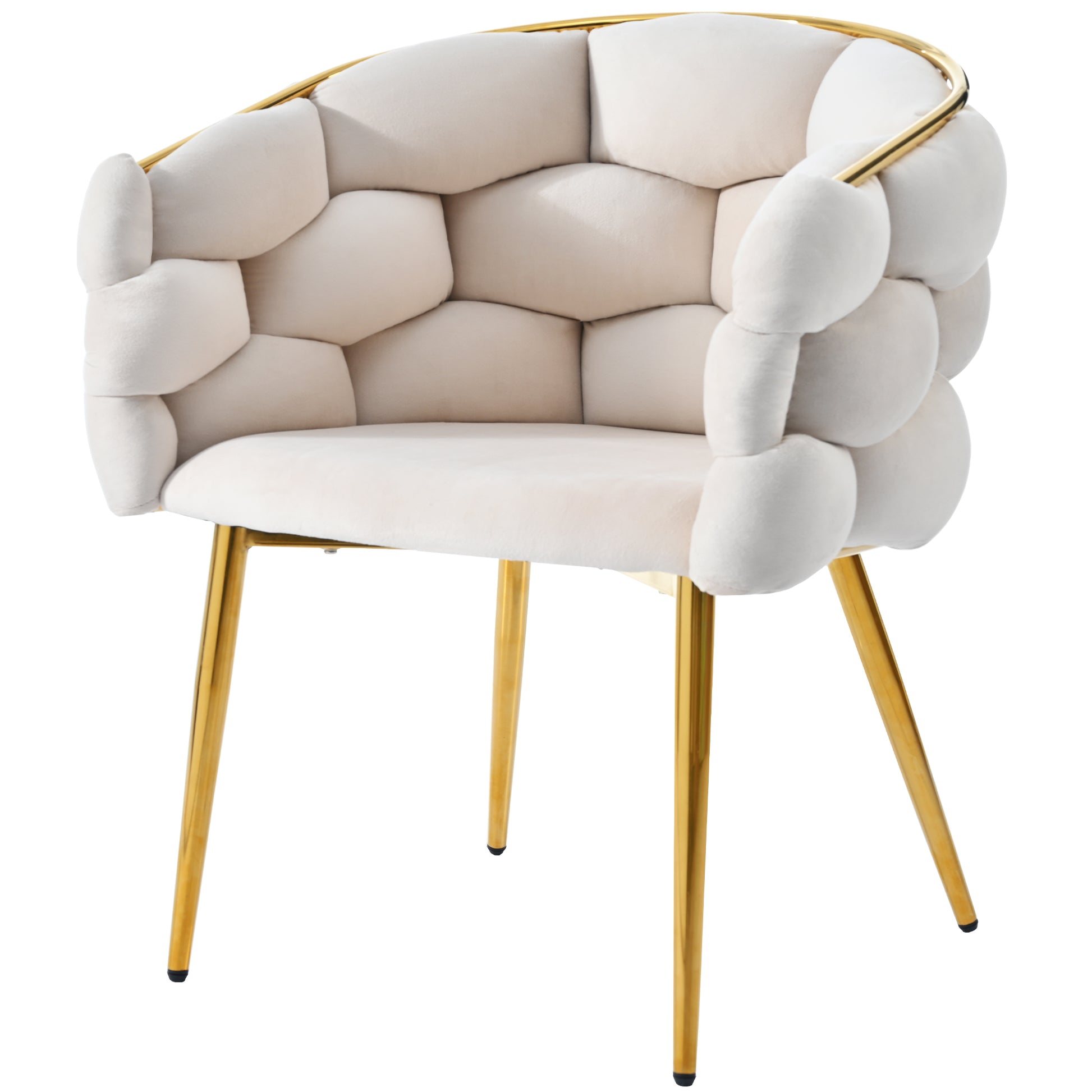 Gigab2b original image - Luxus-Samtstühle 1 Stuhl (Wohnzimmer Stühle, Esszimmerstühle, Make-up Stühle, moderne Mode Stil Stühle, 1 Set), Beine aus vergoldetem Eisen, beige Stühle, Bubble Stühle(11.24 Austausch der Rückenlehne