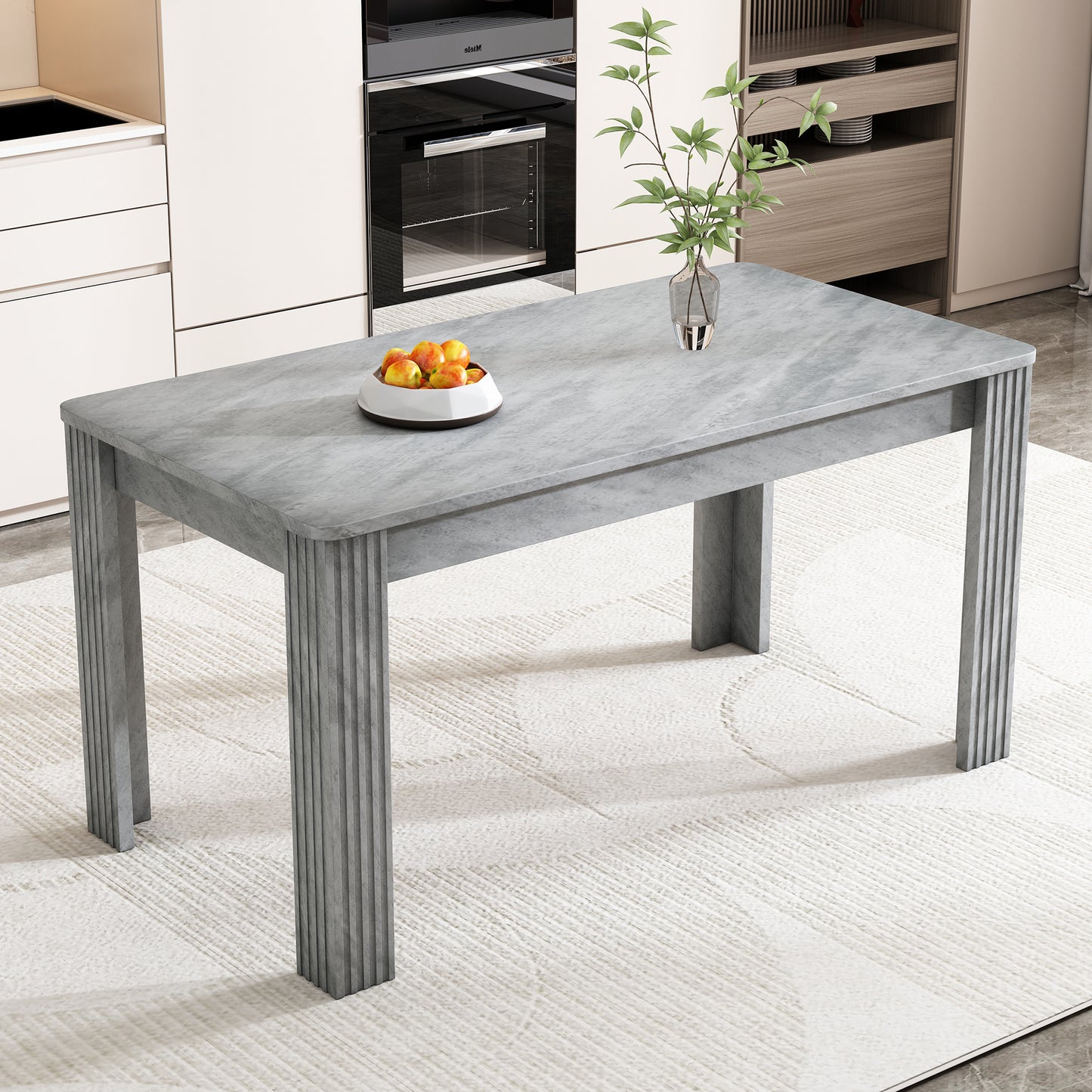 Gigab2b original image - Esszimmertisch, Zeitgemäßer Esstisch, Robuster Esstisch, Tisch mit vier Beinen,Eichenholztisch, Rechteckiger Esstisch, Kaffee-Freizeittisch, Modern einfacher Esstisch, Beton-Optik[OLD SKU:WF312300AAB]