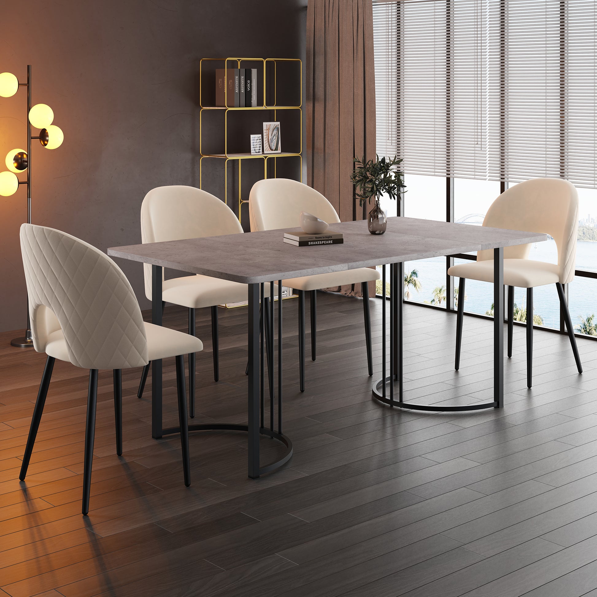 140 x 80cm Esstisch,(1-St), moderner Küchentisch, Gestell aus Metall
Rechteckiger Esstisch aus  Moderner Marmormuster Küchentisch  mit verstellbaren Füßen für Esszimmer Wohnzimmer,  Grau