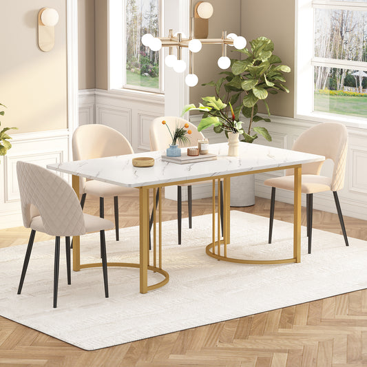 140 x 80cm Esstisch,(1-St), moderner Küchentisch, Gestell aus Metall
Rechteckiger Esstisch aus  Moderner Marmormuster Küchentisch  mit verstellbaren Füßen für Esszimmer Wohnzimmer,  Weiß/Golden