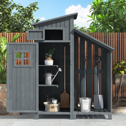 Gigab2b original image - Gerätehaus Gartenschrank Geräteschuppen Geräteschrank, BxT: 124x46 cm,BxTxH:124x46x174cm, auch für kleine Gärten geeignet,Grau, (Holzhütte, 1 St., Gartenhaus)