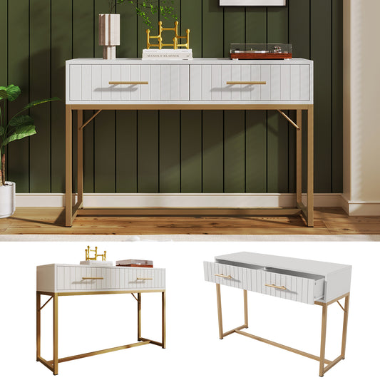 Gigab2b original image - Schminktisch mit 2 Schubladen 75cm Höhe ,Kommode Schlafzimmer Highboard Weiss Sideboard Schubladenkommode Kommode für Schlafzimmer, Weiß -H75/B100/T45 cm