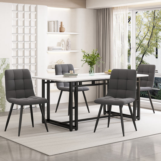 140x80cm Leichter Luxus Esstisch,(1-St), Gestell aus Metall Rechteckiger Esstisch aus  Moderner Küchentisch mit Metallbeinen für Esszimmer Wohnzimmer,Schwarze Tischbeine