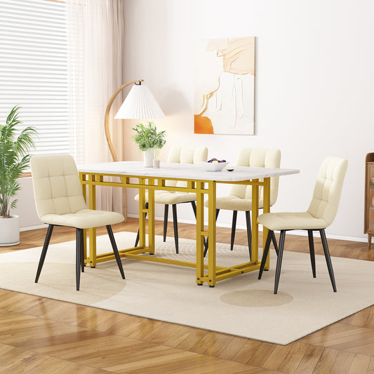 120x70cm Leichter Luxus Esstisch,(1-St), Gestell aus Metall Rechteckiger Esstisch aus  Moderner Küchentisch mit Metallbeinen für Esszimmer Wohnzimmer,Golden Tischbeine