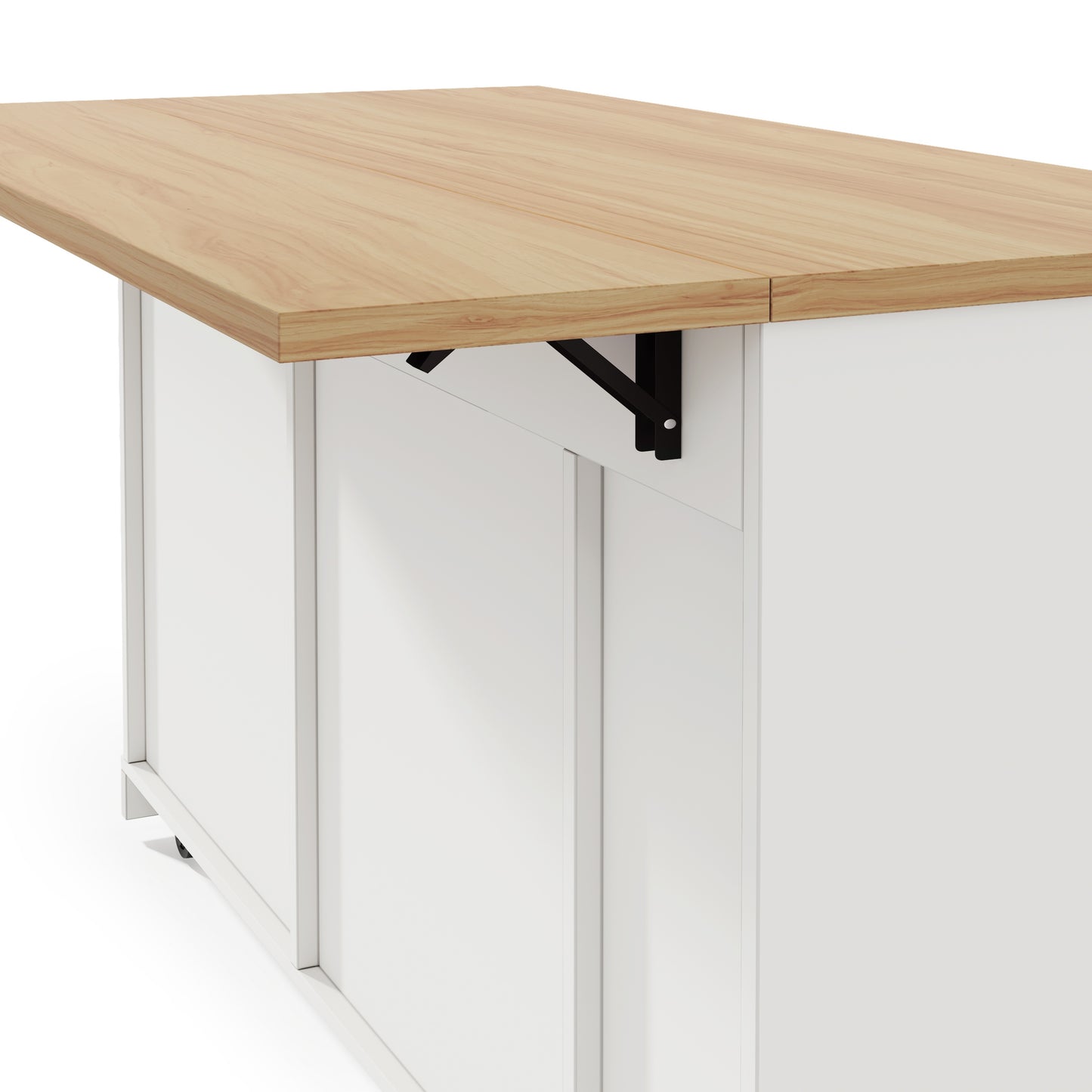 Rolling Cake Island with Foldable Worktop and Cabinet Storage