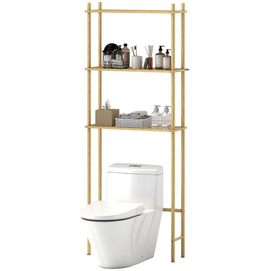 Gigab2b original image - Toilettenregal 3 Ebenen Badezimmerregal mit Umkippschutz, platzsparend Multifunktionsregal für Waschküche, Land Stil, Naturholz