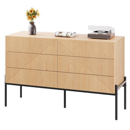 Gigab2b original image - Sideboard , 3D-Textur , Sechs Schubladen , Geeignet für Wohn- und Esszimmer , Multifunktionales Aufbewahrungsmöbel.