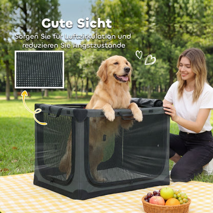 Foldable Dog Crate with Cushions - Washable Oxford Fabric Pet Carrier