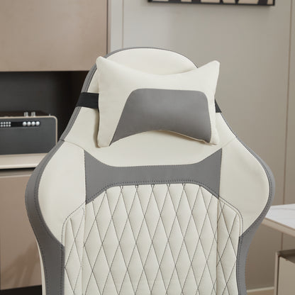 Ergonomischer Gaming-Stuhl mit Lordosenstutze, Nackenstutze & Fußstutze Ermudungsfrei auch bei langem