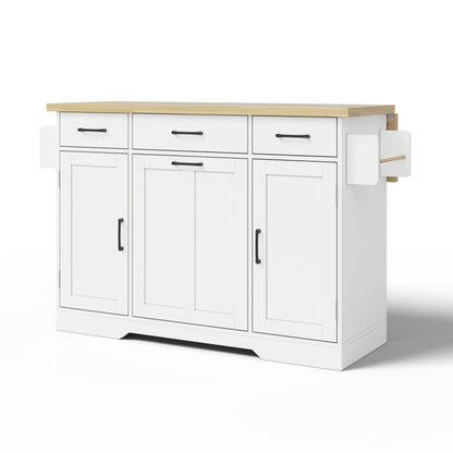 Mobile Kücheninsel mit klappbarer Arbeitsplatte, Küchenwagen, Stauraumschrank, Müllschrank, Buffetschrank mit Gewürzregal, Schublade und Rollen, 120 × 45 (70) × 87 cm