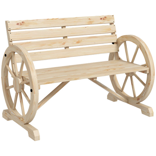 Gigab2b original image - Gartenbank 2-Sitzer, Sitzbank, Holzbank, Parkbank mit Armlehne im Landhausstil, bis 240 kg belastbar, Tannenholz, Natur