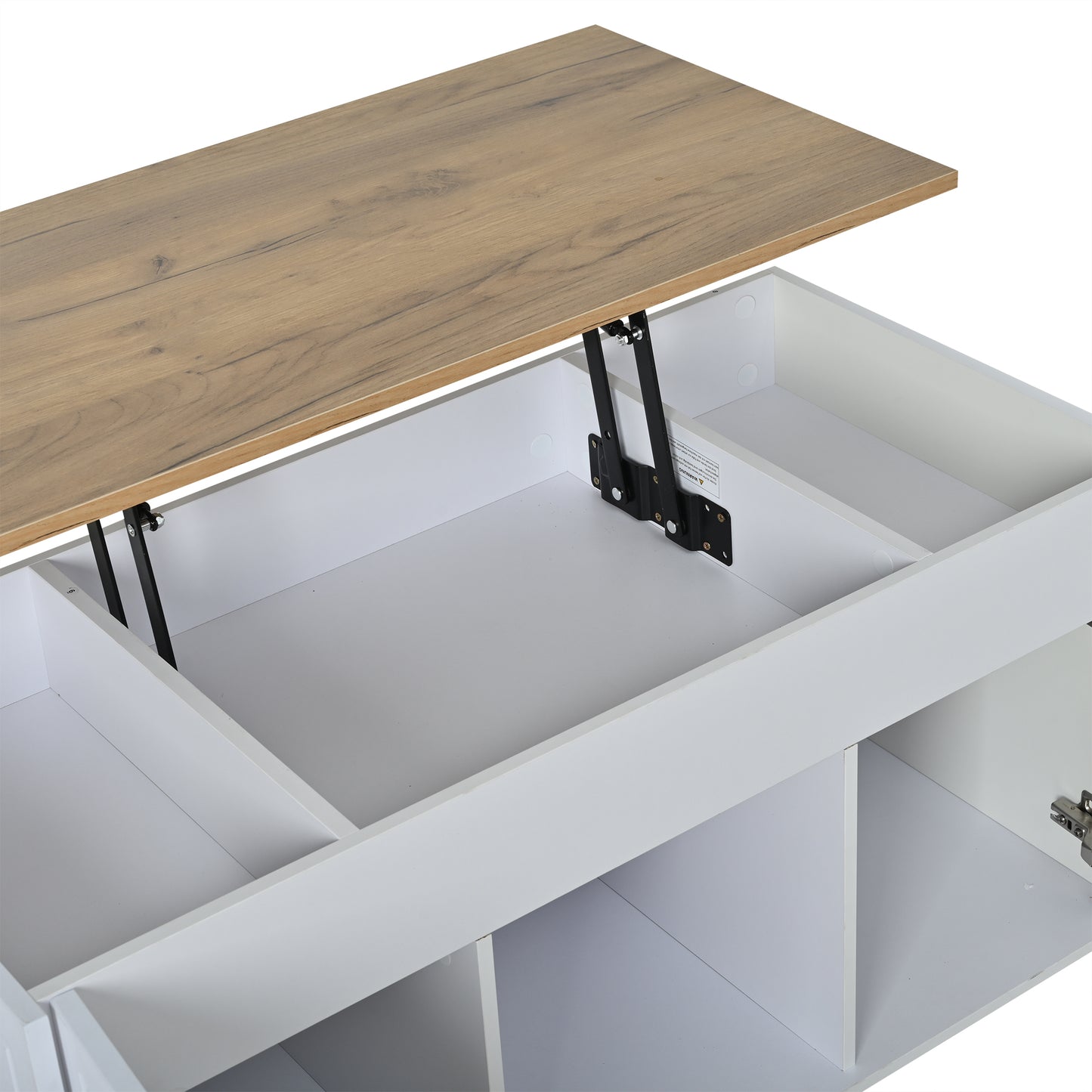 Wohnzimmer-Couchtisch, 46 x 95 x 45 cm, höhenverstellbar bis maximal ca. 59 cm, mit zwei Schranktüren und einem klaren, stromlinienförmigen Design.Beistelltisch aus Naturholz,Sofatisch, Schreibtisch