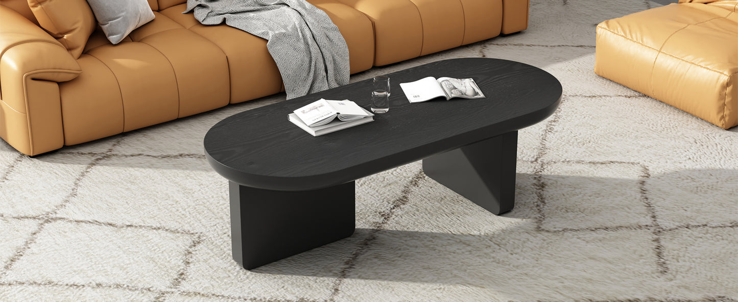 N625P300081S) 119.7*49.8*35.5 cm schwarzer moderner minimalistischer Couchtisch,Wohnzimmertisch mit Sprühfarbe besprühen, Ovaler Tisch, Sofatisch, Beistelltisch,Kaffeetisch,Freizeittisch aus MDF