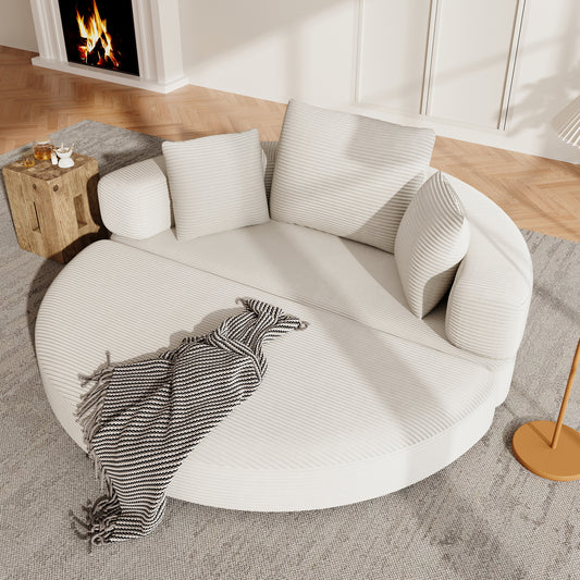 Gigab2b original image - Multifunktionales freistehendes Klappsofabett (Boneless Couch) – Ovales Bett mit Kissen, modulares Sofa, Cordstoff-Bezug (173 x 176 cm), geeignet für Apartments, Wohnzimmer, Schlafzimmer