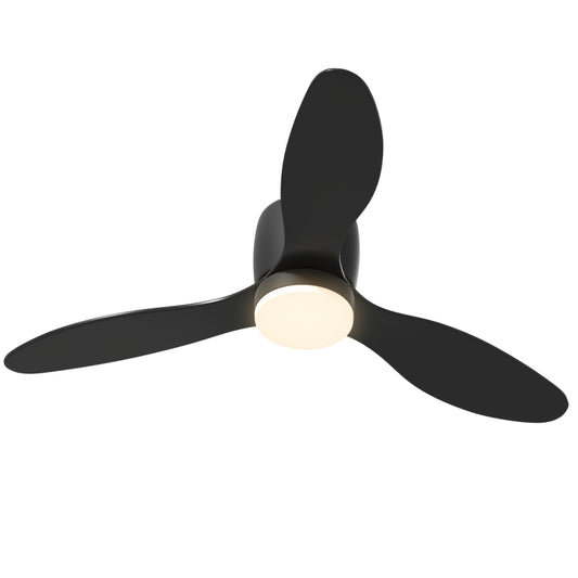 Deckenventilator mit Beleuchtung und Fernbedienung 115 cm LED Lampe mit Ventilator, Umkehrbarer DC Motor, 3 Flügeln, 3 Lichtfarben, 6 Geschwindigkeiten, Timer Deckenventilator für Schlafzimmer