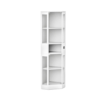Funfstockige Glasvitrine mit Stauraum, LED-Beleuchtung, Glasturen und intelligenten Sensoren Geeignet fur