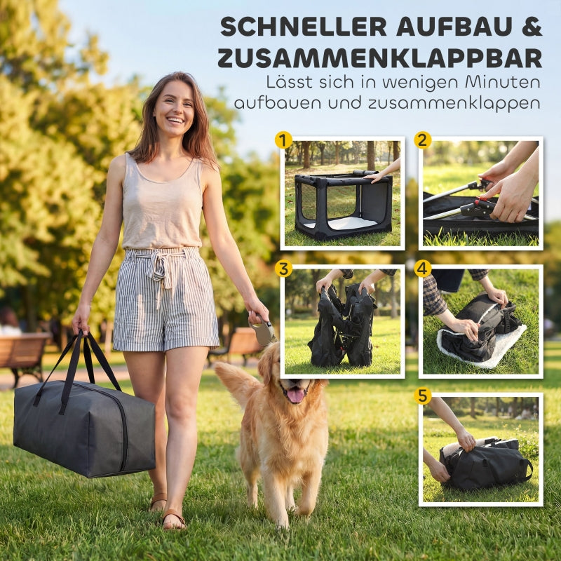 Foldable Dog Crate with Cushions - Washable Oxford Fabric Pet Carrier