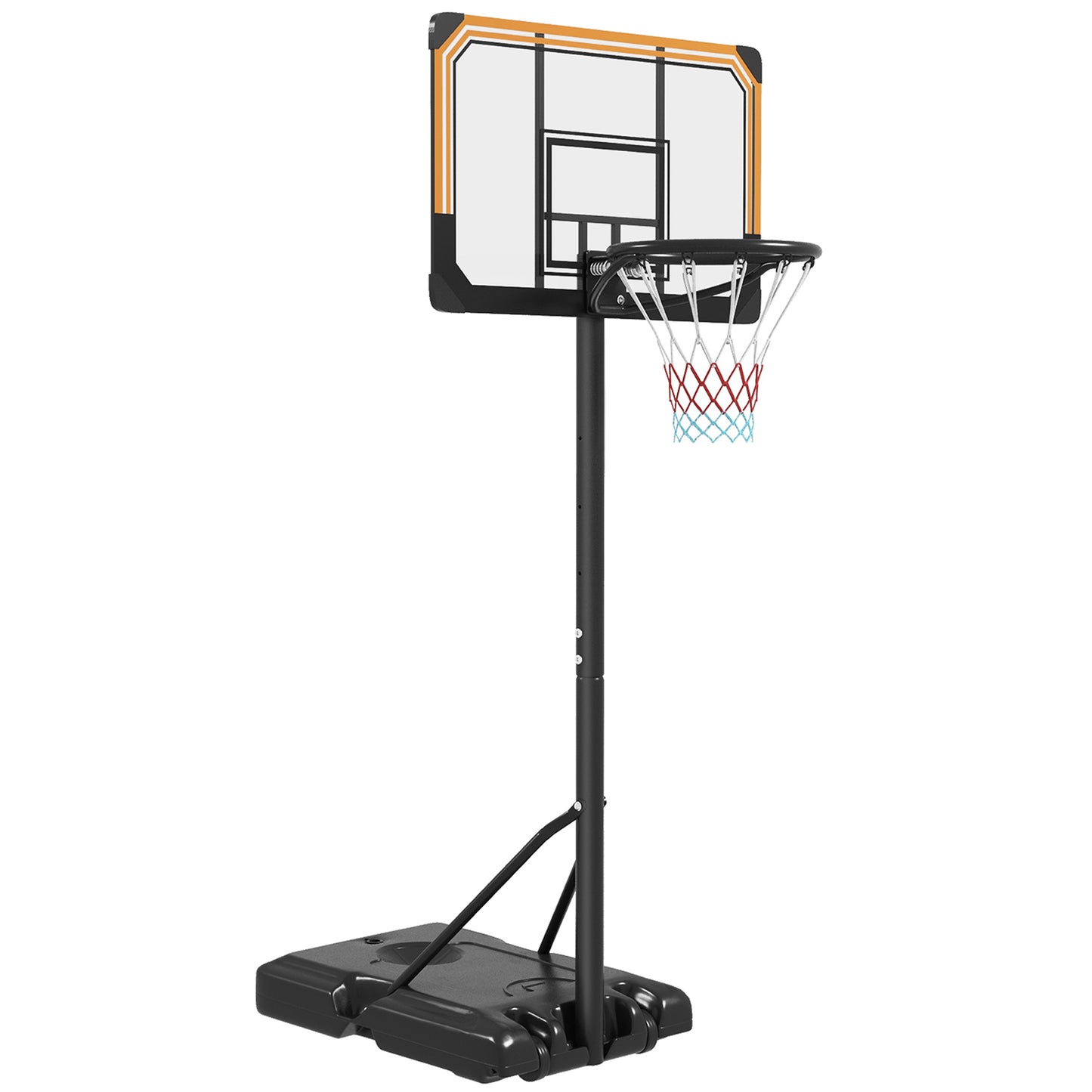 Basketballkorb Outdoor mit Ständer, 182-213 cm höhenverstellbar Basketballständer mit Rollen, Basketballanlage Standfuß, für Indoor, Outdoor, Stahl, Schwarz