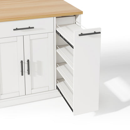 Rolling Cake Island with Foldable Worktop and Cabinet Storage