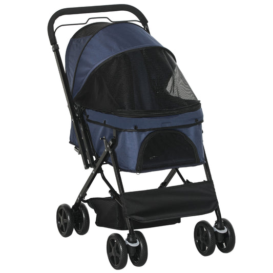 Gigab2b original image - Haustierwagen Katzenbuggy Oxford Blau 76,5x52x95cm für kleine Hunde und Katzen, faltbar & leicht