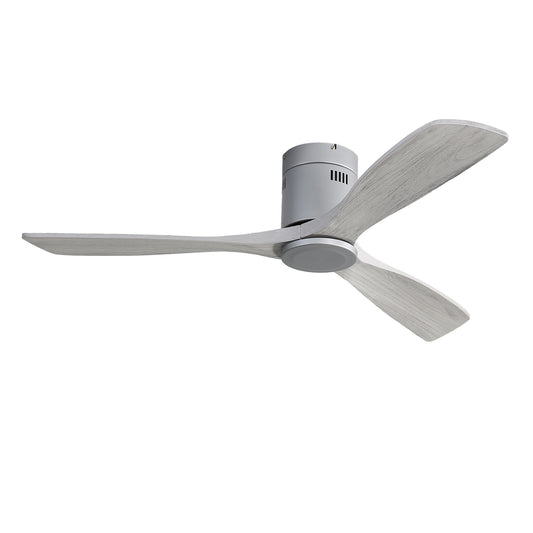 52-Zoll Einbau-Deckenventilator mit DC-Motor – 3 kunstvoll gefertigte Holzflügel, geräuschloser reversibler Antrieb und Fernbedienung ohne Beleuchtung