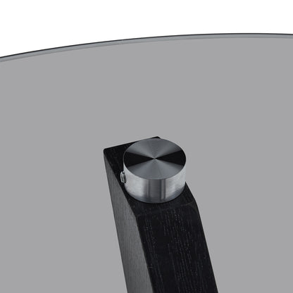 Runder Couchtisch mit Glasplatte, Moderner Wohnzimmertisch mit schwarzem Holzrahmen, Stabiler Kaffeetisch 80cm, Hitze- & Kratzfest, für Wohnzimmer, Büro & Lounge