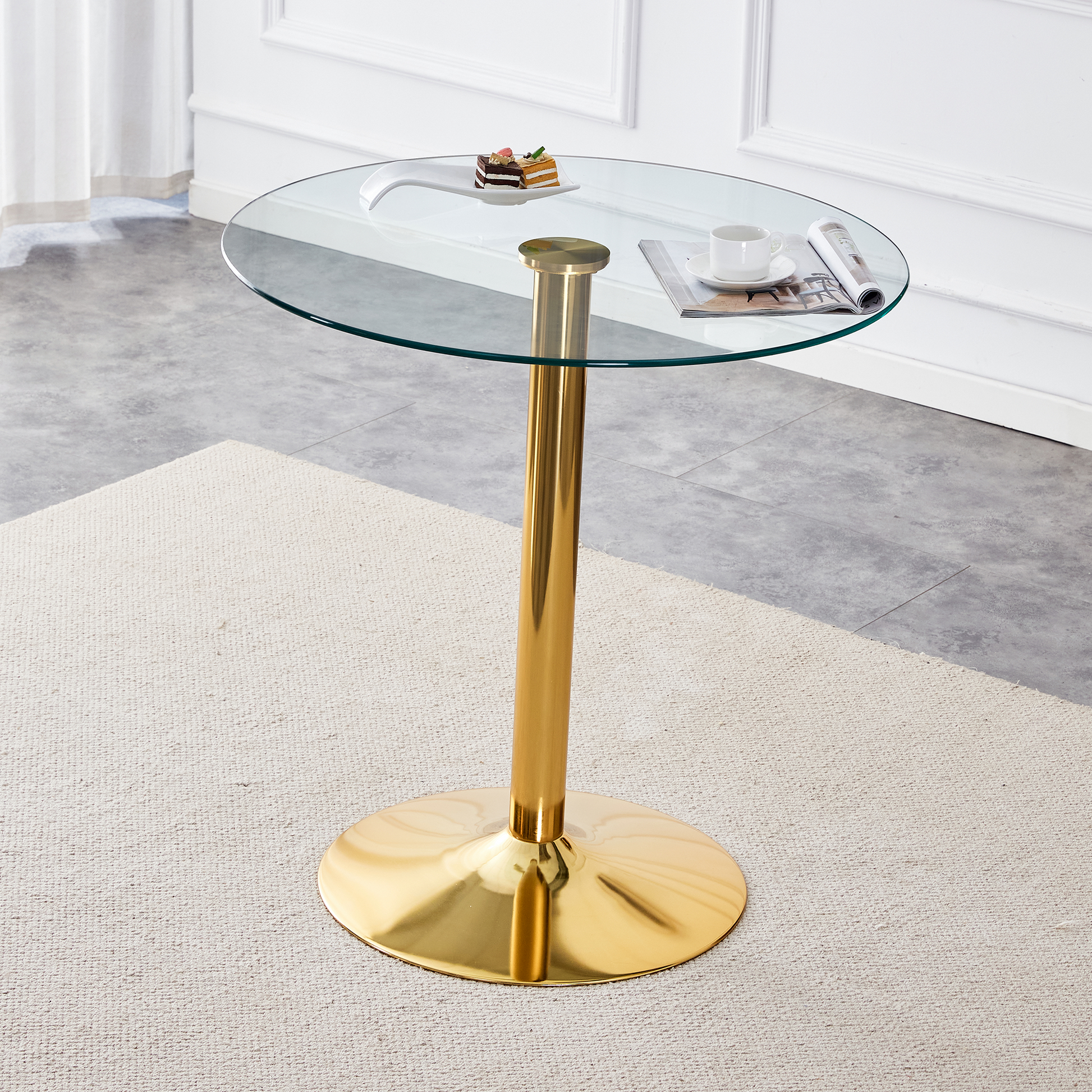 Gigab2b original image - Moderner minimalistischer runder Bar-Tisch aus gehärtetem Glas: Mit einem Durchmesser von 89 cm und einer Höhe von 92 cm ist er die ideale Wahl, um eine leicht luxuriöse Atmosphäre zu schaffen.