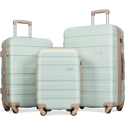 Gigab2b original image - Koffer-Set, M-L-XL Set, ABS-Hartschalenkoffer, langlebige Koffer-Sets, Koffer mit Spinner-Rädern und Schloss, grey green