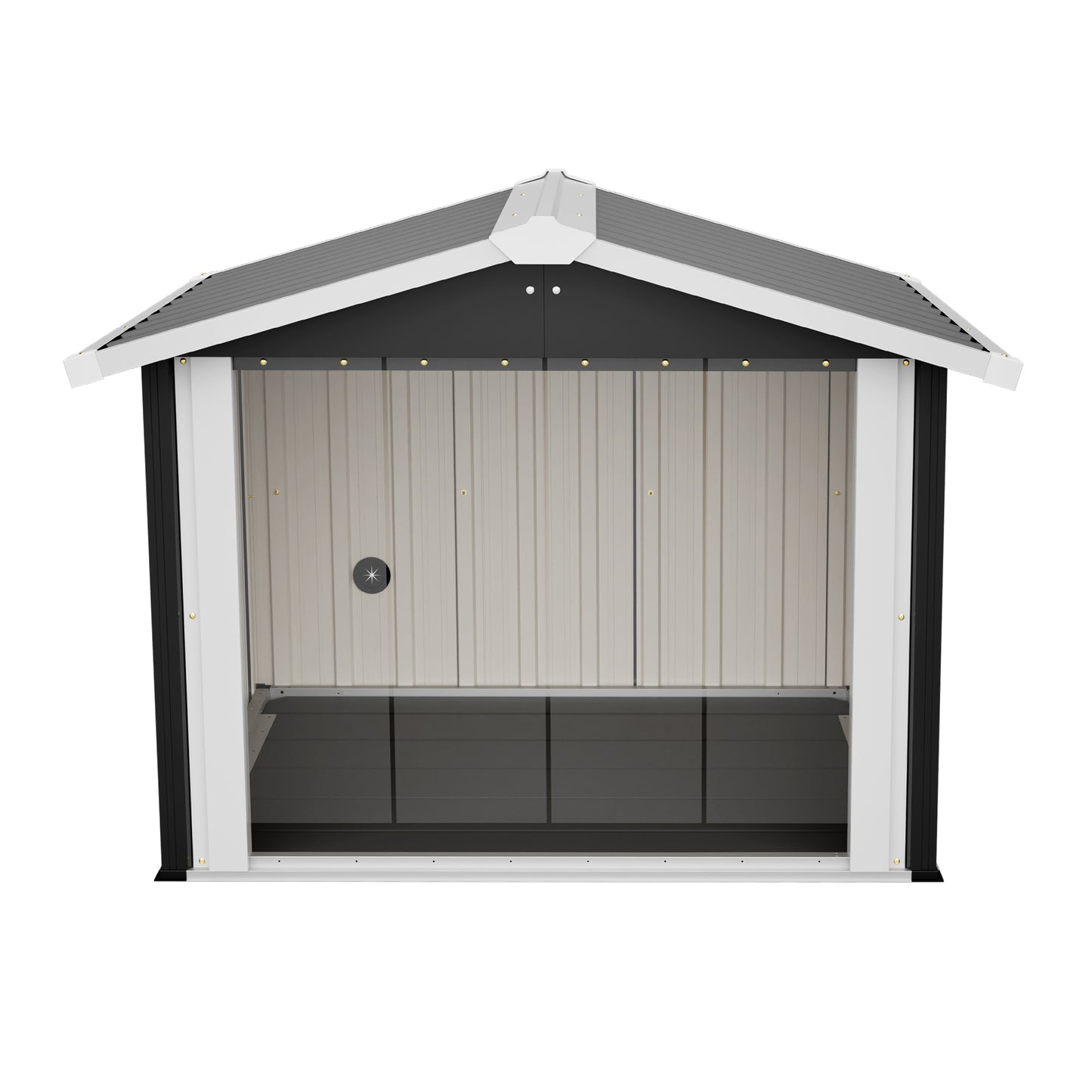 102x91x84cm Outdoor Dog House, Large Waterproof Pet House with Slanted Roof for Drainage, UV Protection & Ventilation, Weather Resistant Plastic Dog Kennel for Backyard Patio Camping – Grey