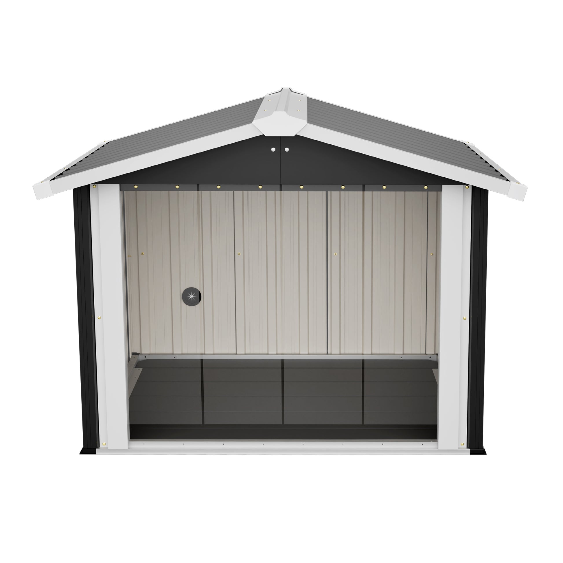 102x91x84cm Outdoor Dog House, Large Waterproof Pet House with Slanted Roof for Drainage, UV Protection & Ventilation, Weather Resistant Plastic Dog Kennel for Backyard Patio Camping – Grey