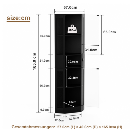 Funfstockige Glasvitrine mit Stauraum, LED-Beleuchtung, Glasturen und intelligenten Sensoren Geeignet fur