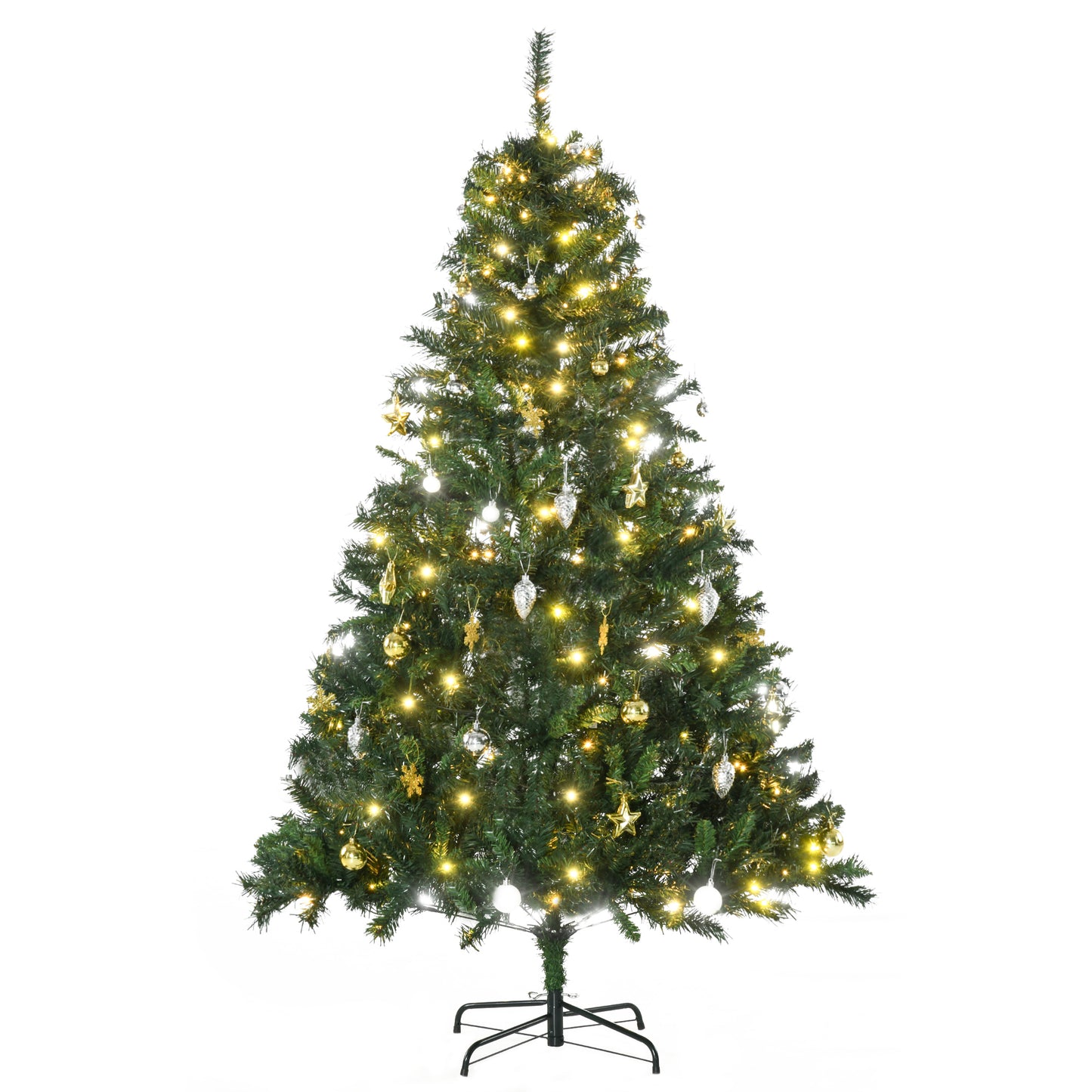 Gigab2b original image - Künstlicher Weihnachtsbaum 180 cm künstlich Tannenbaum mit LED Beleuchtung, Kugeln, Christbaum mit 745 Spitzen, Weihnachtsdeko inkl. Metallständer für Drinnen