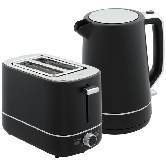 Gigab2b original image - Wasserkocher Toaster Set 2200 W 1,7L Wasserkocher, 2 Scheiben Toaster, 6 Bräunungsstufen, Aufwärmen und Auftauen, Frühstück-Set mit Kalkfilter & Krümelfach Schwarz