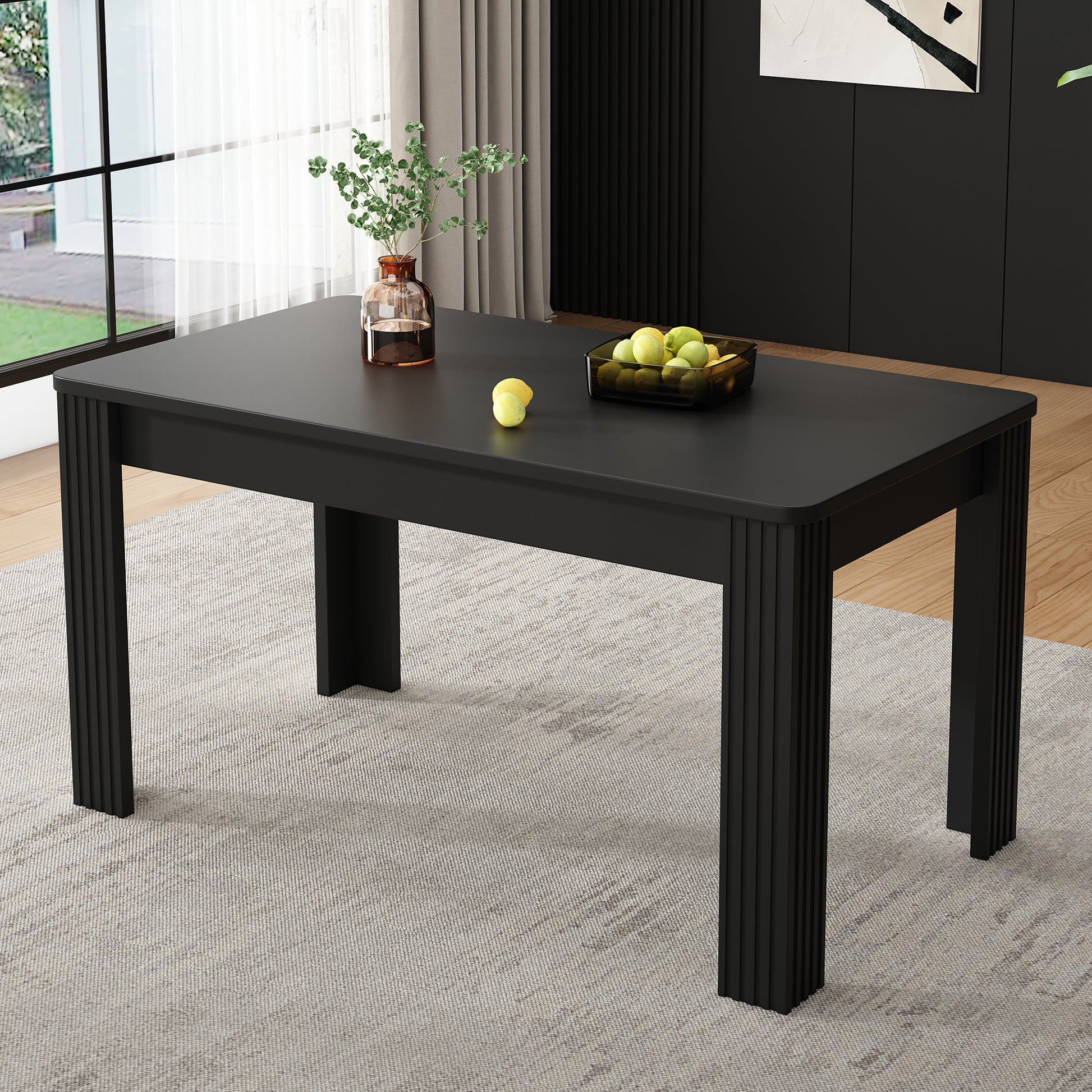 Gigab2b original image - Esstisch, moderner Esstisch, stabiler Esstisch, vierbeiniger Tisch, rechteckiger Esstisch, Kaffee-Lounge-Tisch, moderner einfacher Esstisch, schwarz, (OLD SKU: N634P215552S)